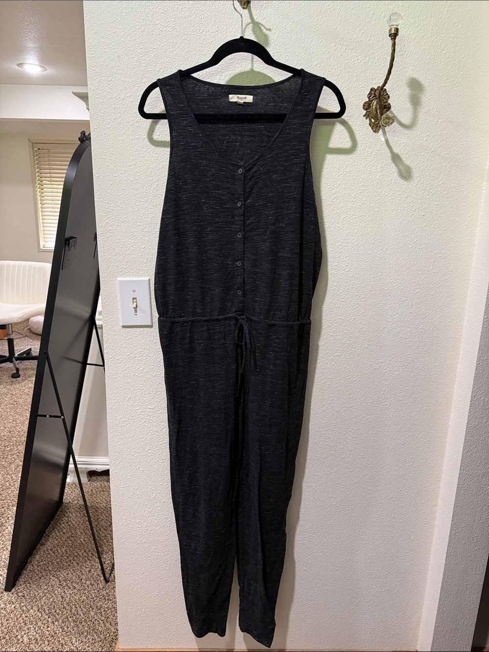 Madewell Charcoal Gray Sleeveless Button-Front Jumpsuit